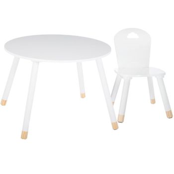 Miroytengo Pack Mesa Infantil Douceur En Melamina Con Patas De Madera Y Silla A Juego Color Blanco