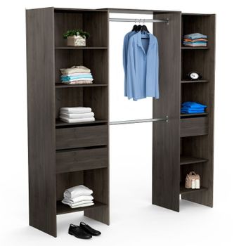 Miroytengo Miami Vestidor Extensible 155-192 Cm Roble Waterford En Melamina, Versátil Y Adaptable Para Organización De Ropa