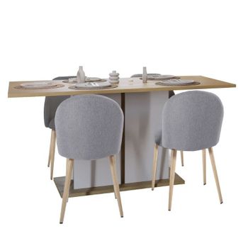 Miroytengo Pack Muebles Comedor Mesa + 4 Sillas Salón Acces Color Roble Hamilton Y Blanco Mate