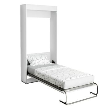 Miroytengo Cama Plegable Dormitorio Juvenil Cama De Invitados Abatible Vertical Color Blanco Mate 90x190 Cm