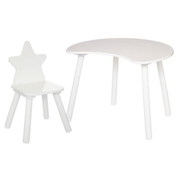 Miroytengo Pack Infantil Mesa Luna + Silla Douceur Conjunto Muebles Infantiles Melamina Y Madera Color Blanco