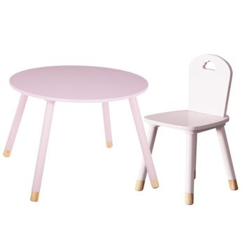 Miroytengo Pack Infantil Mesa Con Silla Douceur Conjunto Muebles Para Pequeños Melamina Y Madera Color Rosa