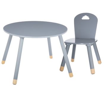 Miroytengo Pack Mesa Infantil + Silla Douceur Conjunto Muebles Infantiles Melamina Y Madera Color Gris