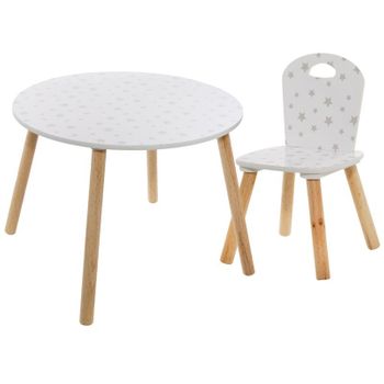 Miroytengo Pack Muebles Infantiles Mesa Infantil + Silla Douceur Con Serigrafia De Estrellas Color Blanco