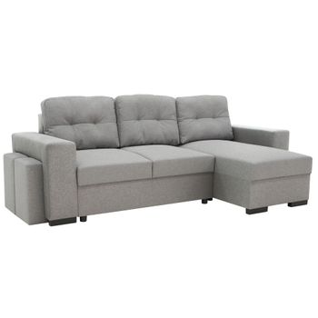 Sofá Modular Bond Salón Comedor Sofá Cama En Color Gris Con 2 Poufs 245 Cm