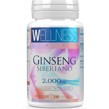 Wellness Opti Ginseng Siberiano - 120 Comprimidos - Energizante Natural Para Dos Meses De Uso - Dosis Diária 2,000 Mg. Apoyo A Tu Actividad Diaria Y Rendimiento Mental - Sin Estimulantes Artificiales