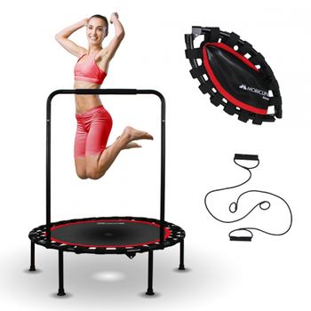 Trampolín Redondo Fitness Mobiclinic Plegable Máx 150kg Reposabrazos Regulable Desmontable 101x101x118cm Kangumobi