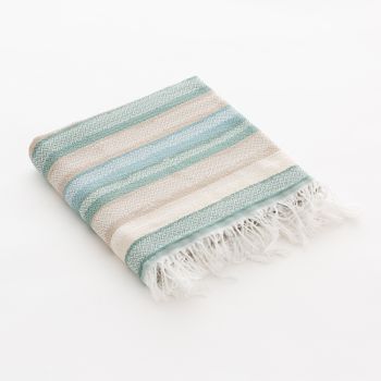 Fouta De Playa, Pareo De Algodón Ligero Tacto Suave Con Flecos Calm 90x180cm