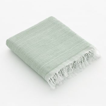 Fouta De Playa Lisa, Pareo De Algodón Ligero Tacto Suave Con Flecos 190x180cm Color Verde