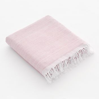 Fouta De Playa Lisa, Pareo De Algodón Ligero Tacto Suave Con Flecos 90x180cm Color Rosa