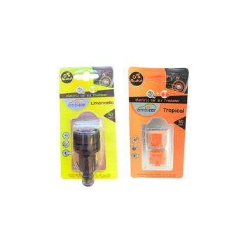 Pack Difusor + 2 Recambios. Ambientador Coche. Aromas Limón/tropical