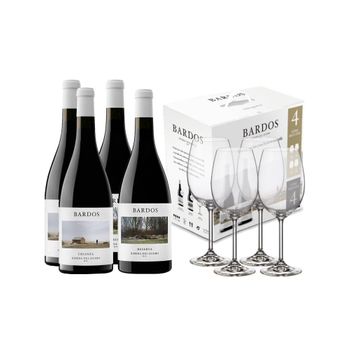 Pack Bardos 2 Romántica + 2 Reserva + 4 Copas  Vino Tinto España Ribera Del Duero 75 Cl. 14.0º