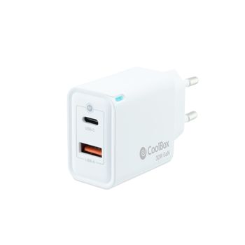 Coolbox Cargador Gan 30w Usb-c + Usb-a Con Qc Y Pd