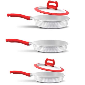 Batería Cocina Set 8 Piezas Vitro Inducción Acero Rojo Gridinlux con  Ofertas en Carrefour