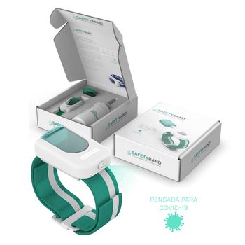 Pulsera Dispensadora De Gel Hidroalcohólico Safetyband Verde Premium Box