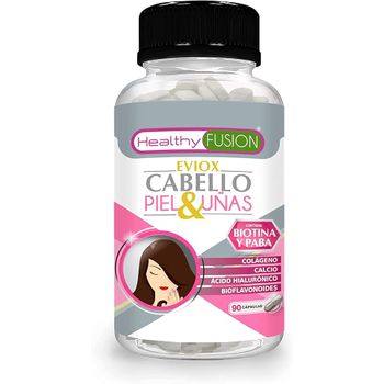 Healthy Fusion Eviox | Prevención Anticaída Del Cabello | Activa El Crecimiento Natural Del Cabello | Acción Hidratante De La Piel | Fortalece Uñas | Biotina + Colágeno | 90 Capsulas.