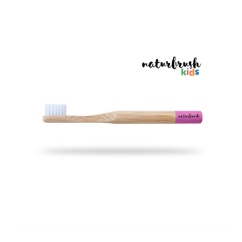 Cepillo Dental Naturbrush Kids Rosa Hecho De Bambú Biodegradable