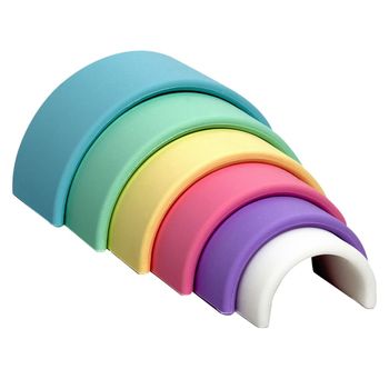 Dëna Juego De Juguetes De Silicona Arco Iris Pastel 6 Piezas Dëna