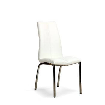 Pack De 4 Sillas De Comedor Estilo Contemporáneo Con Asiento Y Respaldo Fabricados En Pu Color Blanco. Modelo Marian