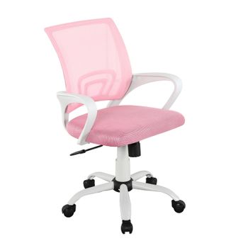 Sillas De Oficina Con Asiento Textil Color Blanco Y Rosa. Modelo Martina