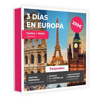 Cofre Viaje Sorpresa De 3 Días A Europa Con Vuelos + Hotel Para 2. Caja Regalo