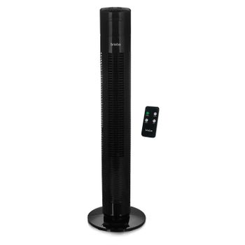 Ventilador Torre, 3 Velocidades, Oscilante, Programable 120 Min, Altura 80 Cm, Mando Distancia Negro 35w Briebe Tfn123015