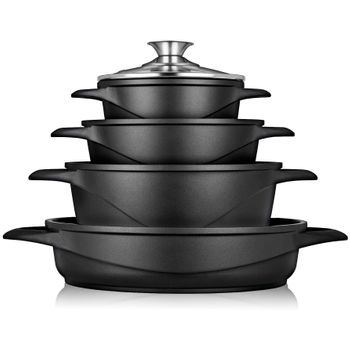 Batería Cocina Inducción 10 Piezas, Antiadherente Mármol Sin Pfoa,  Aluminio, Cazuelas Sartenes Gris Berlinger Haus Moonlight con Ofertas en  Carrefour