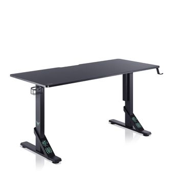 Mesa Gaming Escritorio Valk Skuld Negra 136x60 - Altura Regulable, Bandeja Cables