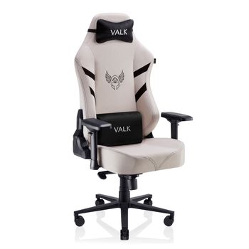 Silla Gaming De Tela Valk Freya Blanco Perla - Reclinable, Reposabrazos 4d