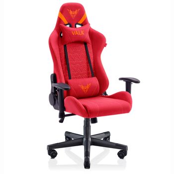 Silla Gaming Tela Valk Nyx Rojo Rubí - Reclinable, Reposabrazos 2d