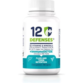 Multivitaminas Defensas Con Efecto Detox – Retencion De Líquidos Y Toxinas - Alcachofa, Cardo Mariano - Vitaminas, Minerales - Vitamina C, Vitamina D, Vitamina B12-120 Cápsulas Veganas – 12 Defenses