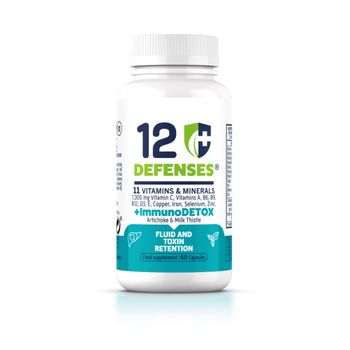 Multivitaminas Defensas Con Efecto Detox – Alcachofa, Cardo Mariano - Vitaminas, Minerales - Vitamina C 1000 Mg, Vitamina D, Vitamina B12, B6, B9, Vitamina E, Zinc - 60 Cápsulas Veganas – 12 Defenses