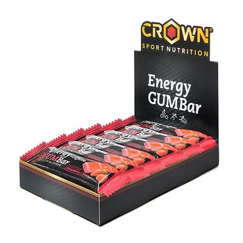 Crown Sport Nutrition - Energy Gum Bar Estuche 12 X 30 G - 100 % Vegana -  Sabor: Fresa -