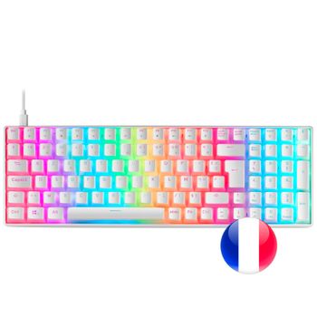 Mars Gaming Mkultra, Teclado Mecánico Blanco Rgb, Switch Outemu Sq Rojo, Idioma Francés