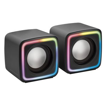 Mars Gaming Mscube Negro, Altavoces Gaming Rgb Compactos, Procesador Sonido Dsp 8w