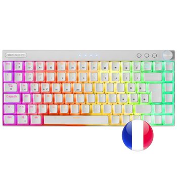 Mars Gaming Mkcloud, Teclado Inalámbrico Rgb Blanco, Switch Outemu Sq Pro Azul, Francés