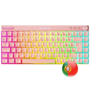 Mars Gaming Mkcloud, Teclado Inalámbrico Rgb Rosa, Switch Outemu Sq Pro Azul, Portugués