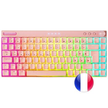 Mars Gaming Mkcloud, Teclado Inalámbrico Rgb Rosa, Switch Outemu Sq Pro Azul, Francés