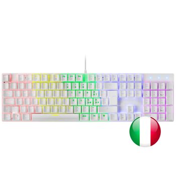 Mars Gaming Mk422 Blanco, Teclado Gaming Rgb, Switch Mecánico Marrón, Idioma Italiano