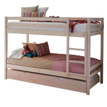 Litera + Cama De Arrastre Madera Blanco Lavado 90x190cm