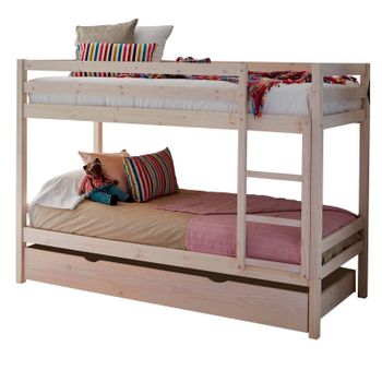 Litera + Cama Elevable Madera Blanco Lavado 90x190cm