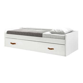 Cama + Elevable Aglomerado Blanco Con Somier Y Colchones 90/90 Cm