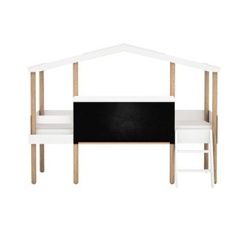 Cama Cabaña Con Pizarra + 1 Cajón Mdf Blanco 90x200cm