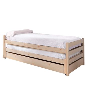 Cama Nido Triple Madera Blanco Lavado 90x200 Cm