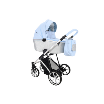 Cochecito Montes Glitter, Carrito Bebe Hasta 22kg (4 Años), 2 Piezas Con Accesorios, Fácil De Plegar, Moderno, Funcional, Ligero Y Transpirable (azul Plata Glitter) - Adababy