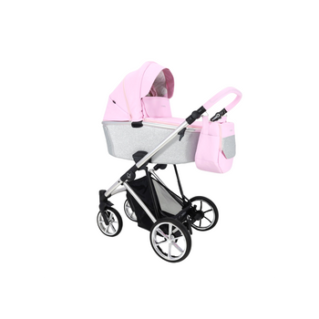 Cochecito Montes Glitter, Carrito Bebe Hasta 22kg (4 Años), 2 Piezas Con Accesorios, Fácil De Plegar, Moderno, Funcional, Ligero Y Transpirable (rosa Glitter Plata) - Adababy