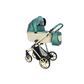 Cochecito Montes Glitter, Carrito Bebe Hasta 22kg (4 Años), 2 Piezas Con Accesorios, Fácil De Plegar, Moderno, Funcional, Ligero Y Transpirable (verde Glitter Dorado) - Adababy