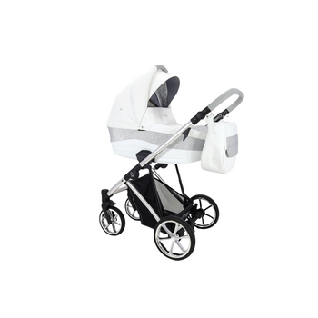 Cochecito Mares, Carrito Bebe Hasta 22kg, 2 Piezas Con Accesorios, Fácil De Plegar, Moderno, Funcional, Ligero Y Transpirable (blanco Y Plata) - Adababy