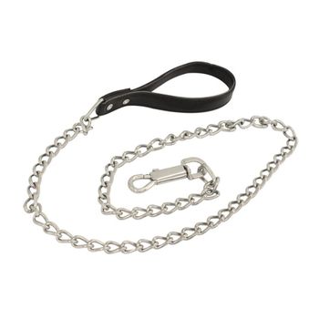 Correa Para Perros Con Empuñadura De Cuero | Cadena Con Empuñadura Negra | Cadena Para Paseo Perros 92 Cm X 3 Mm