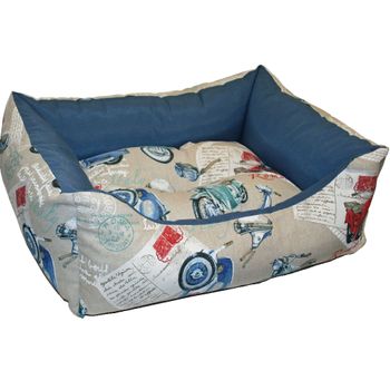 Cuna De Loneta Terral | Cama De Perros Con Estampado Vespas | Cuna Para Mascotas 50 X 40 X 20 Cms